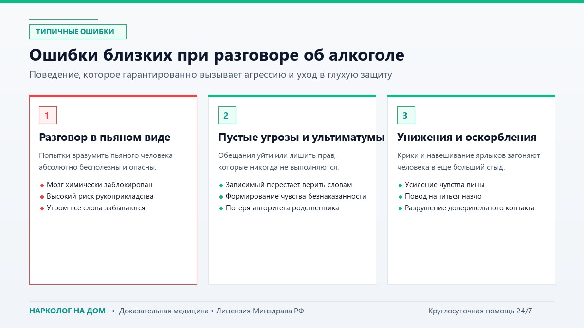 Ошибки близких при разговоре об алкоголе